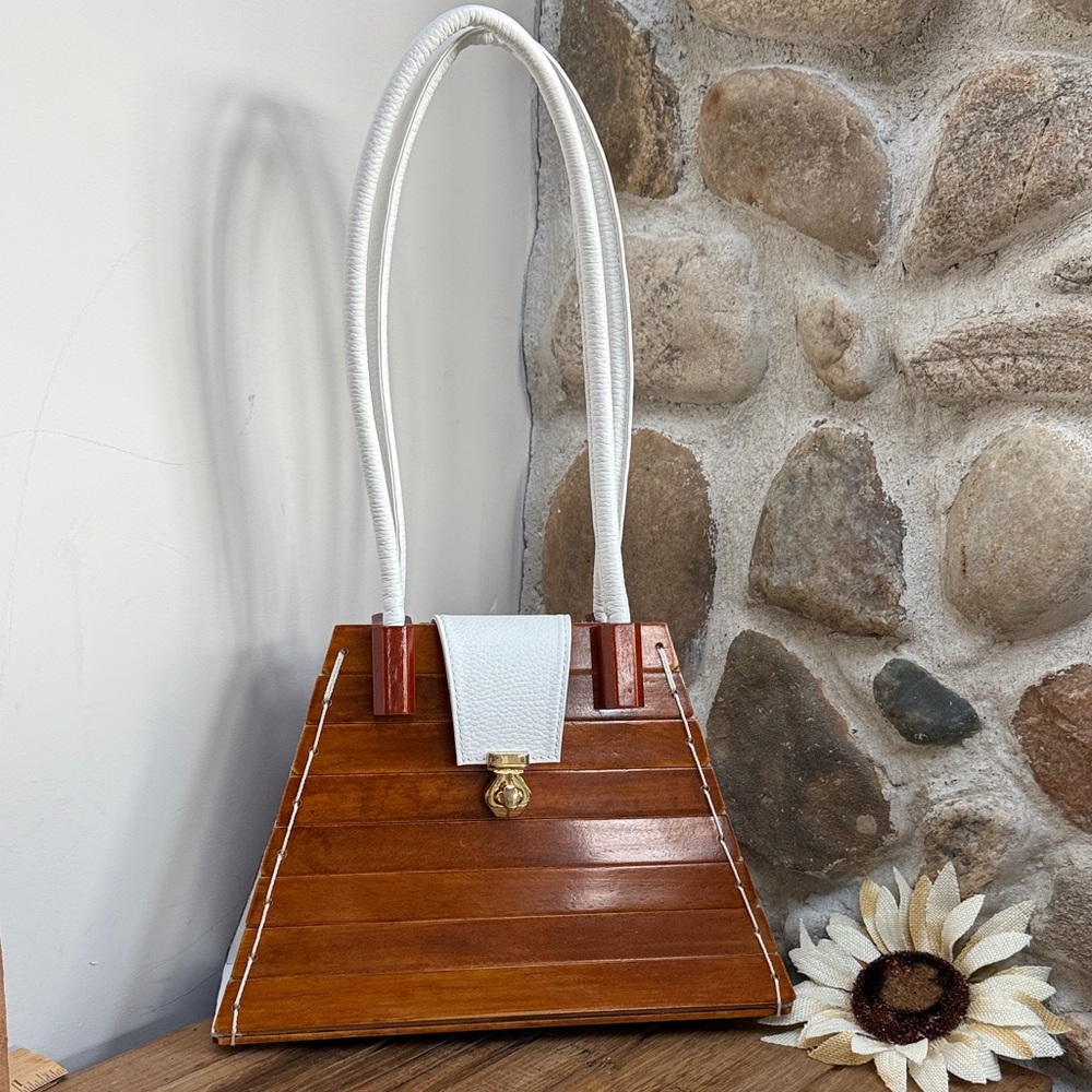 Amazing Cherry Wood and Leather Handbag